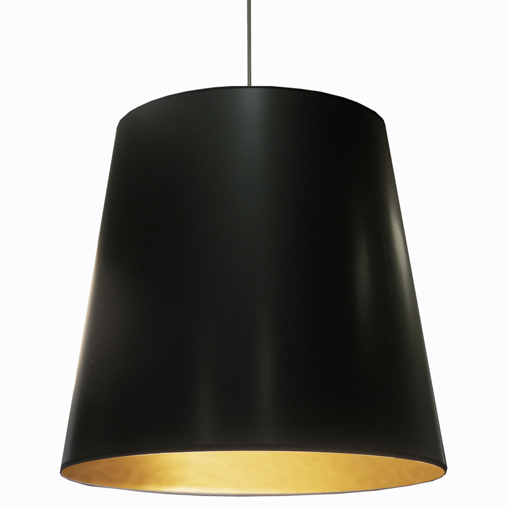 1 Light Tapered Drum Pendant with Black on Gold Shade