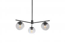 Russell Lighting 188-613/BK/CL - Eclipse - 3 Light 27 Chandelier in Black with Clear Glass