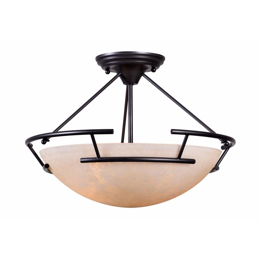 Ava Collection 2-Light Oil Rubbed Bronze Indoor Semi Flush Mount