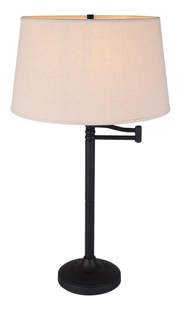 Oscar 1 Light Table Lamp with Oil Rubbed Bronze Finish and Natural Tan Shade