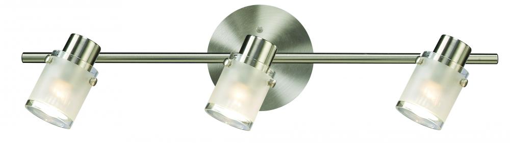 Cole, 3 Lt Track Light, Frost Glass with Clear Rim, 50W GU10, 22 1/2&#34; W x 5&#34; H