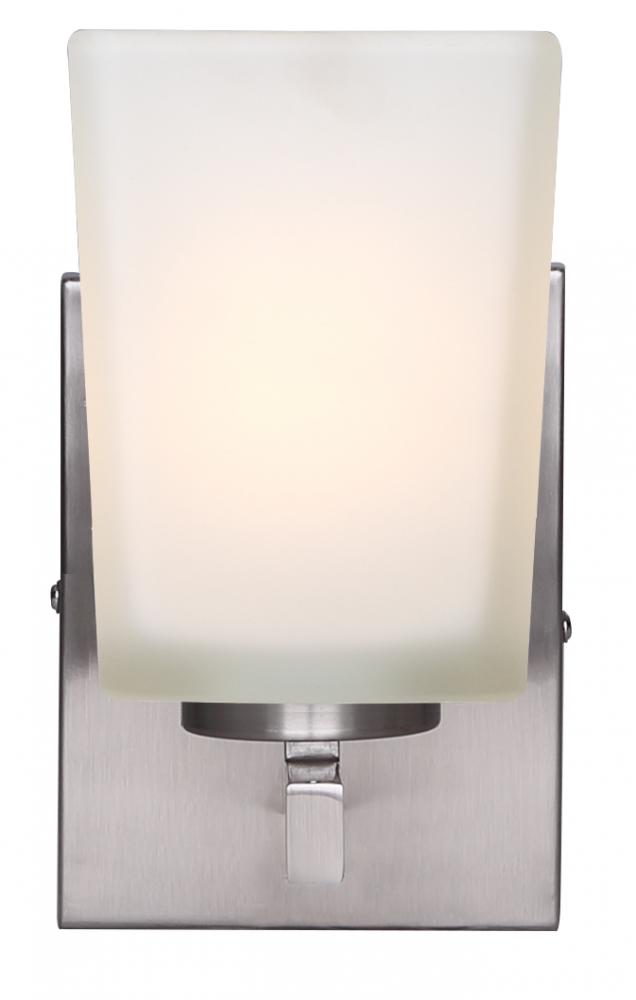 Hartley, IVL472A01BN, 1 Lt Vanity, Flat Opal Glass, 100W A, Easy Connect, 4 .75&#34; x 8 .5&#34; x 6