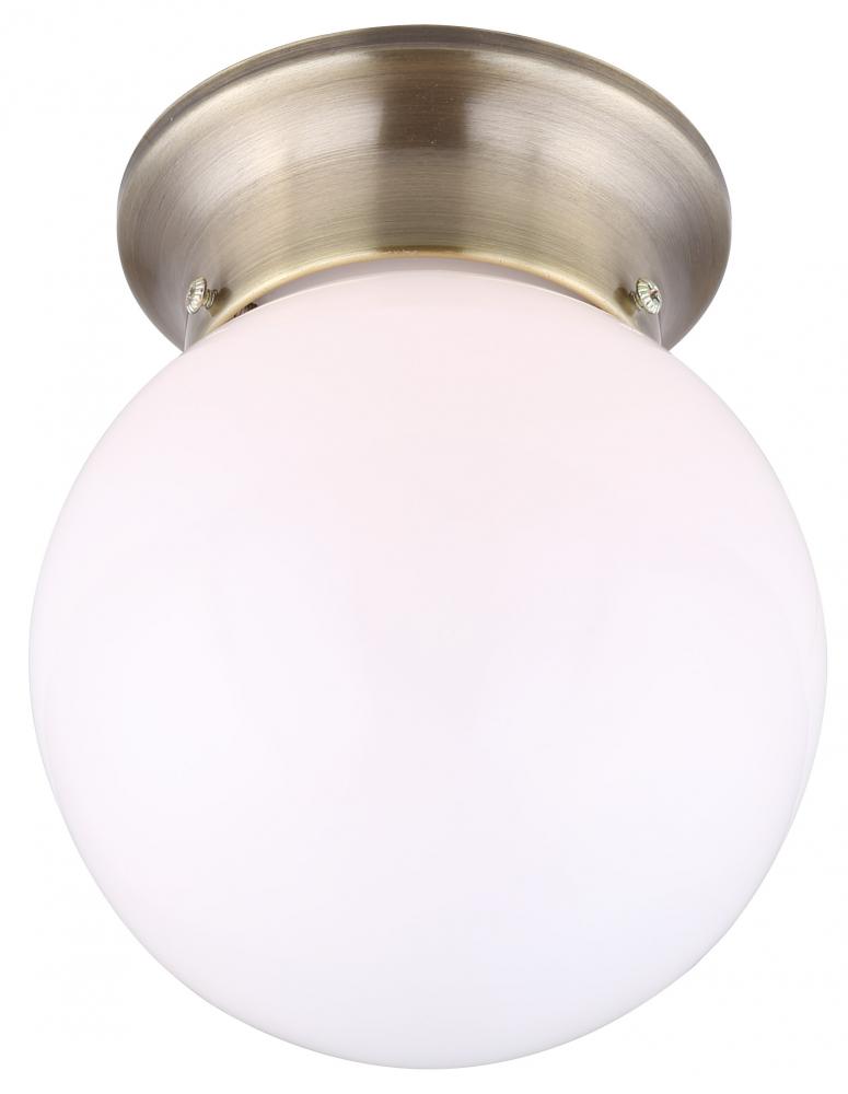 Ceiling 1 Light Flush Mount, Antique brass Finish