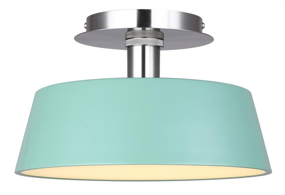 Jessa, LFM263A13GRN, BN + GREEN Color, 12.75&#34; LED Flush Mount, Acrylic, 36W LED (Integrated)