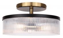 Canarm ISF1143A03BKG - JENNER 15 in. 3-Light 60-Watt Contemporary Matte Black and Gold Semi-Flush Mount