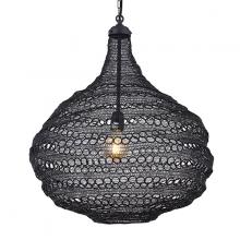 Canarm IPL2085B01BK - ZAIN, Black Color, 1 Lt Black Cloth Cord and Chain Pendant, 40W Type A, 23&#34; W x 25.7&#34; H