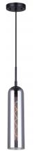 Canarm IPL740B01BK - ELOISE, IPL740B01BK, MBK Color, 1 Lt Cord Pendant, Smoked Glass, 60W Type A, 4.75&#34; W x 22 - 69&#