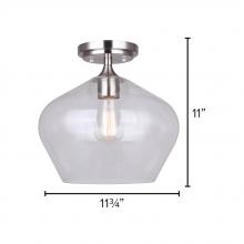 Canarm IFM1102A12BN - CONALL, IFM1102A12BN -G-, 1 Lt Flushmount, Clear Glass, 60W Type A, 11.75inch W x 11inch H, Easy Con