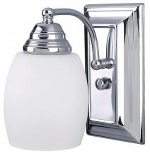 Canarm IVL259A01CH - Griffin, 1 Light Vanity, Flat Opal Glass, 100 W Type A, 4 5/8&#34; W x 8&#34; H x 7 1/4&#34; D