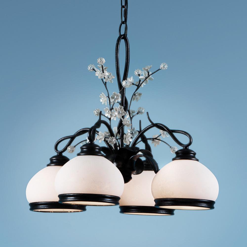 Four Light Black Down Chandelier