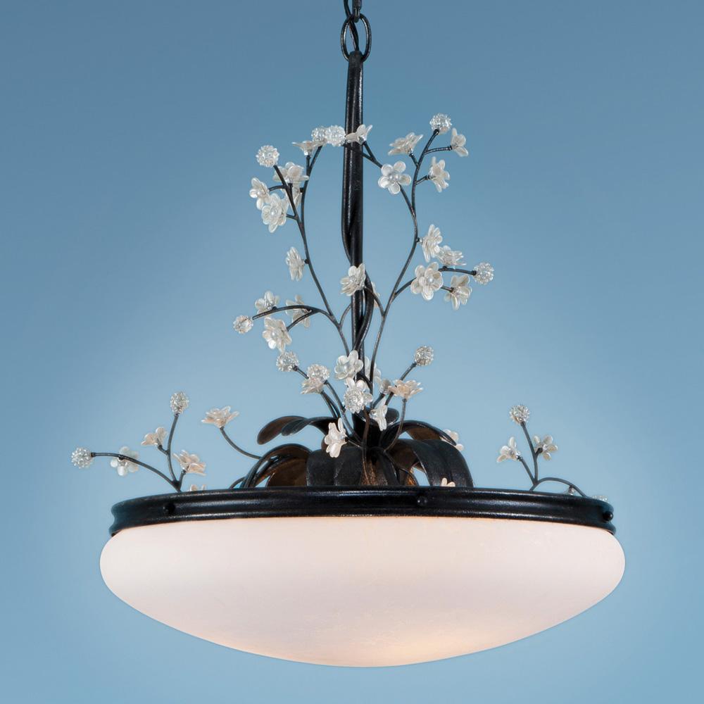 Three Light Black Up Chandelier