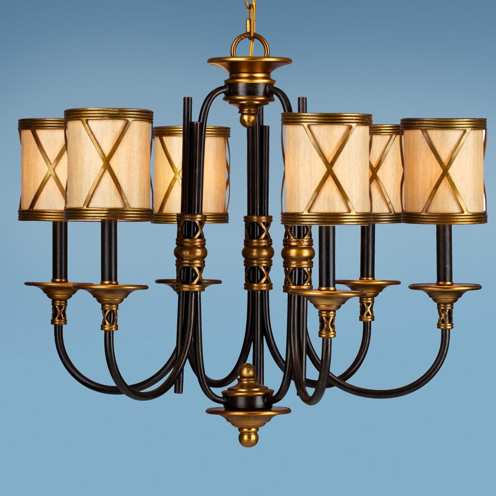 Six Light Black Drum Shade Chandelier