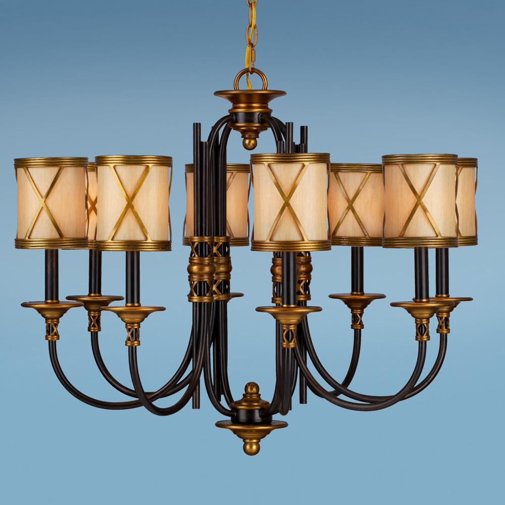 Eight Light Black Drum Shade Chandelier