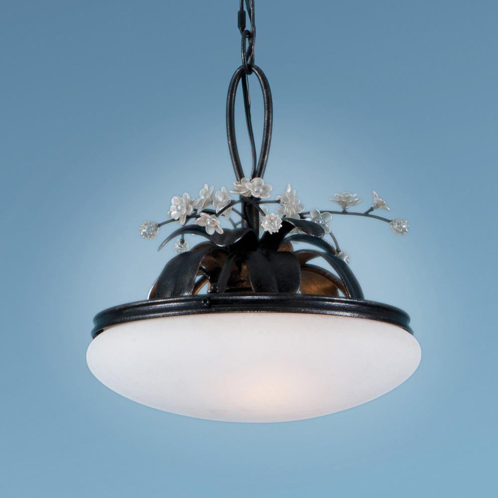 Two Light Black Bowl Semi-Flush Mount