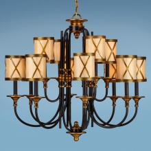 Authenticity 10-0053-12-14 - Twelve Light Black Drum Shade Chandelier