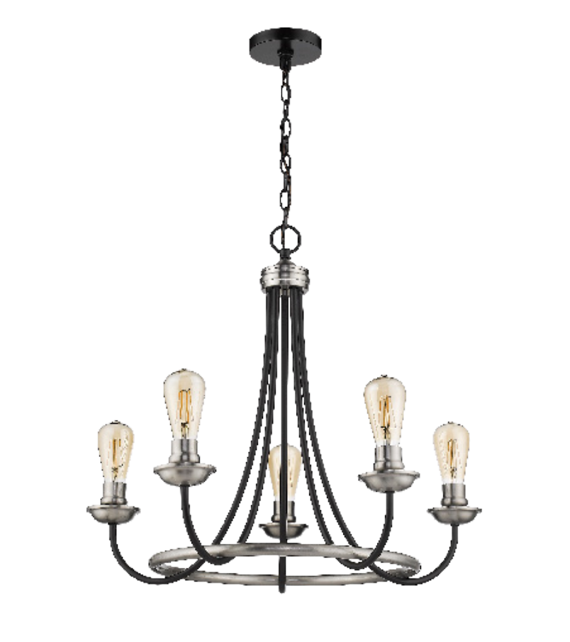 Vivio 5-Light Emma Two-Toned Chandelier - Matte Black/ Brushed Nickel