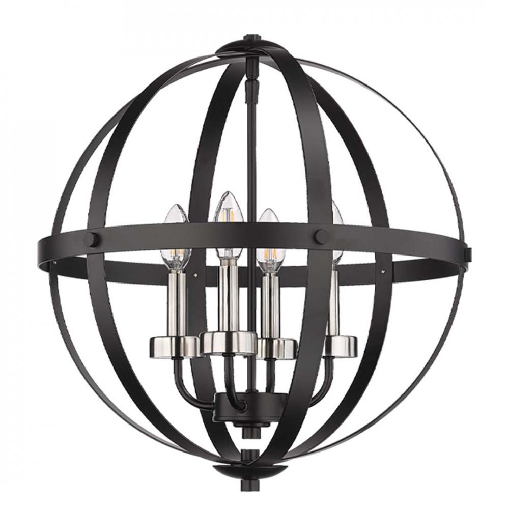 Aura 18&#34; 4-Light Strap Steel Sphere - MB with MB,CG, and NK Candle Covers