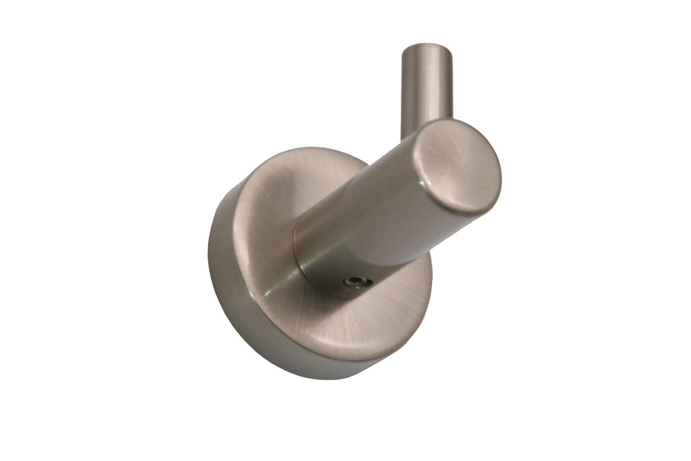 Modern Round Single Robe Hook - Satin Nickel