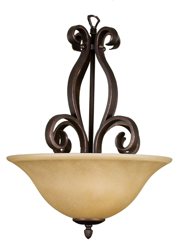 El Paso Series 16&#39; Bowl Pendant - Tea Stain Glass