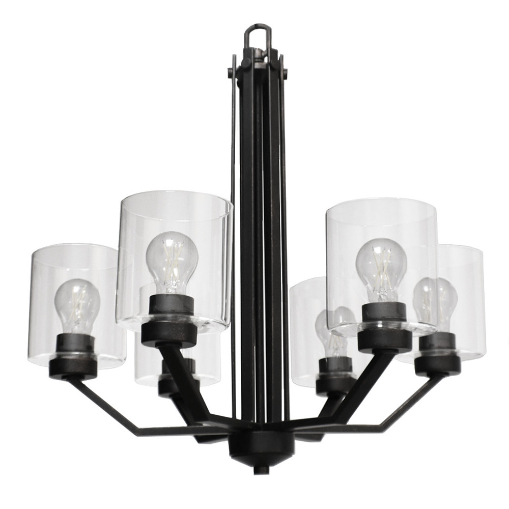 Paris 6-Light Chandelier - MB Clear Cylinder Glass