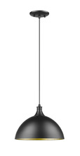 HOMEnhancements 70061 - Vivio Mia 1-Light 12&#34; Metal Shade Corded Pendant - Matte Black/Matte Gold