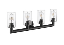 HOMEnhancements 70475 - Vivio Yarra 4-Light Vanity - Matte Black - Clear Cylinder Glass