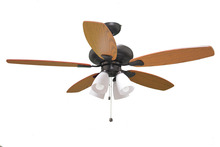 HOMEnhancements 18914 - 52&#34; 5-Blade UFO Fan RB Oak/Walnut Blades 4-Light White Glass LED Kit