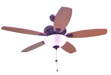 HOMEnhancements 18917 - 52&#34; 5-Blade UFO Fan RB Oak/Walnut Blades 2-Light Bowl White Glass LED Kit