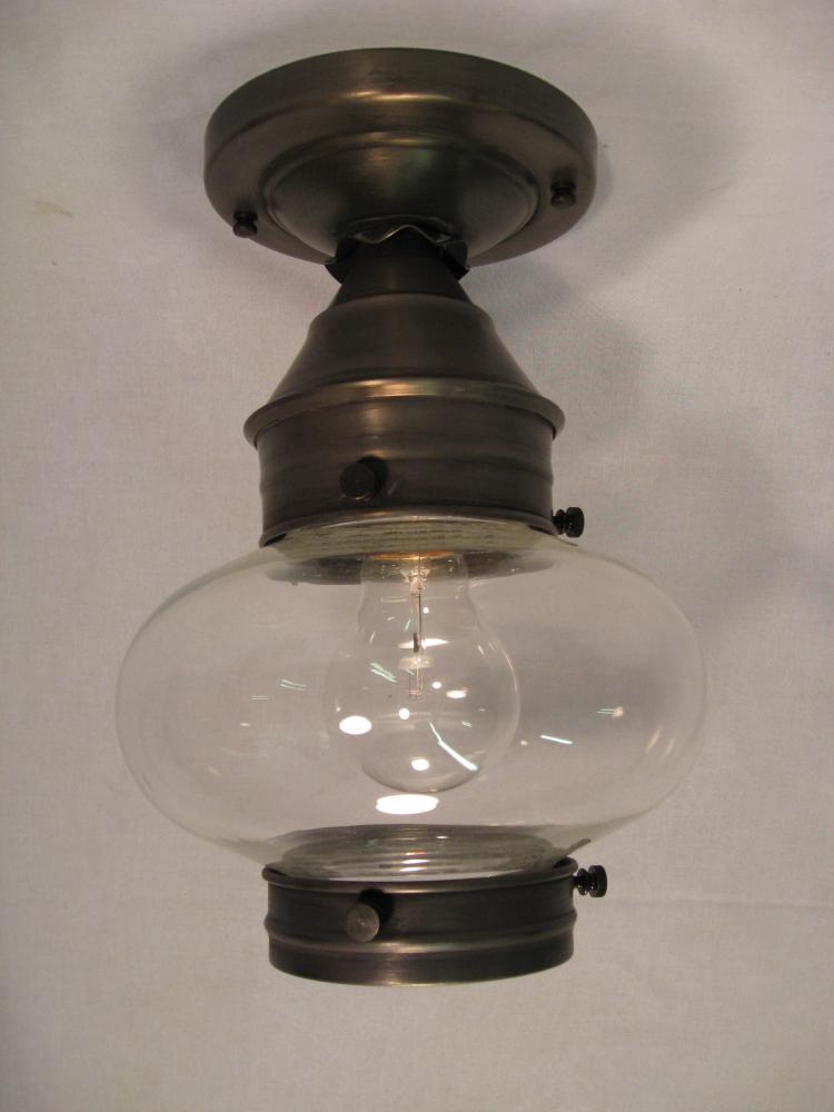 Onion Flush No Cage Antique Copper Medium Base Socket Optic Glass