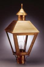 Northeast Lantern 1113-RB-CIM-CLR - Post Raw Brass Medium Base Socket With Chimney Clear Glass