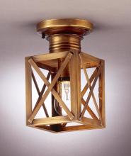 Northeast Lantern 5014-AC-MED-CSG - Can Top X-Bars Flush Antique Copper Medium Base Socket Clear Seedy Glass