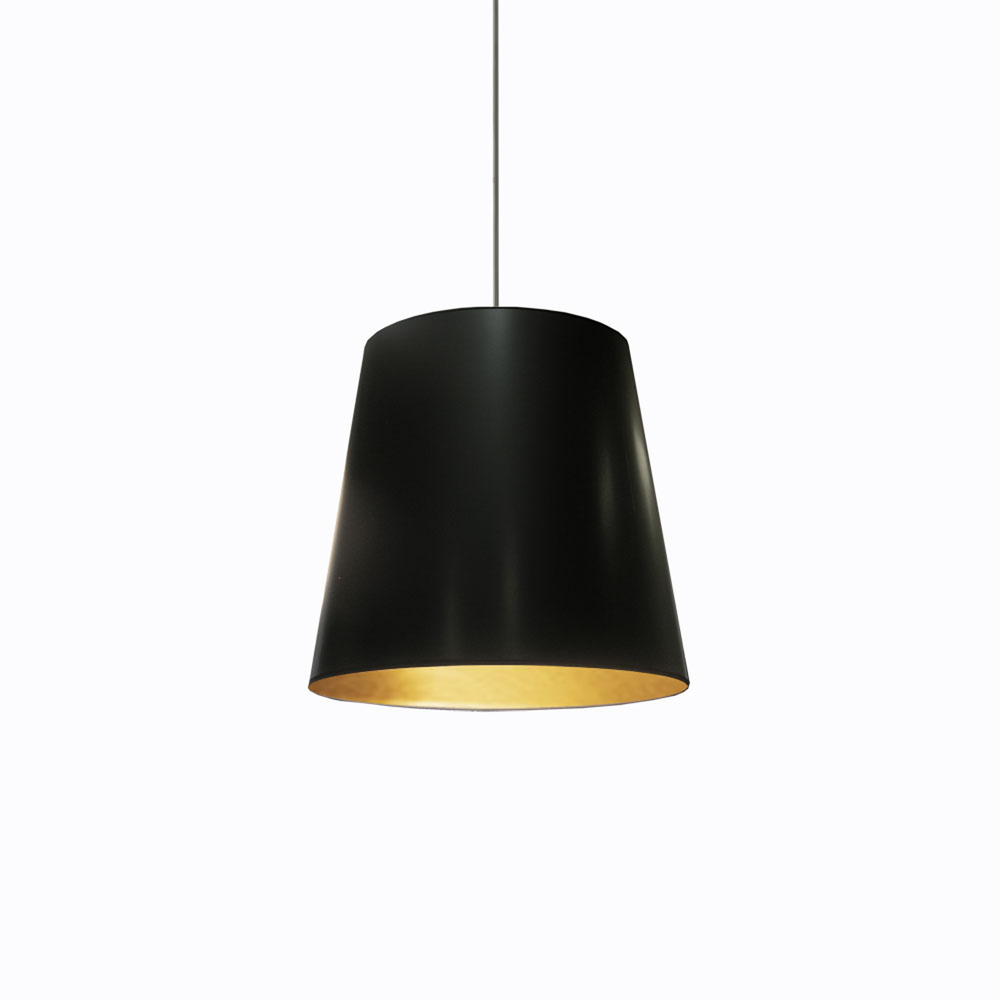 1 Light Tapered Drum Pendant with Black on Gold Shade