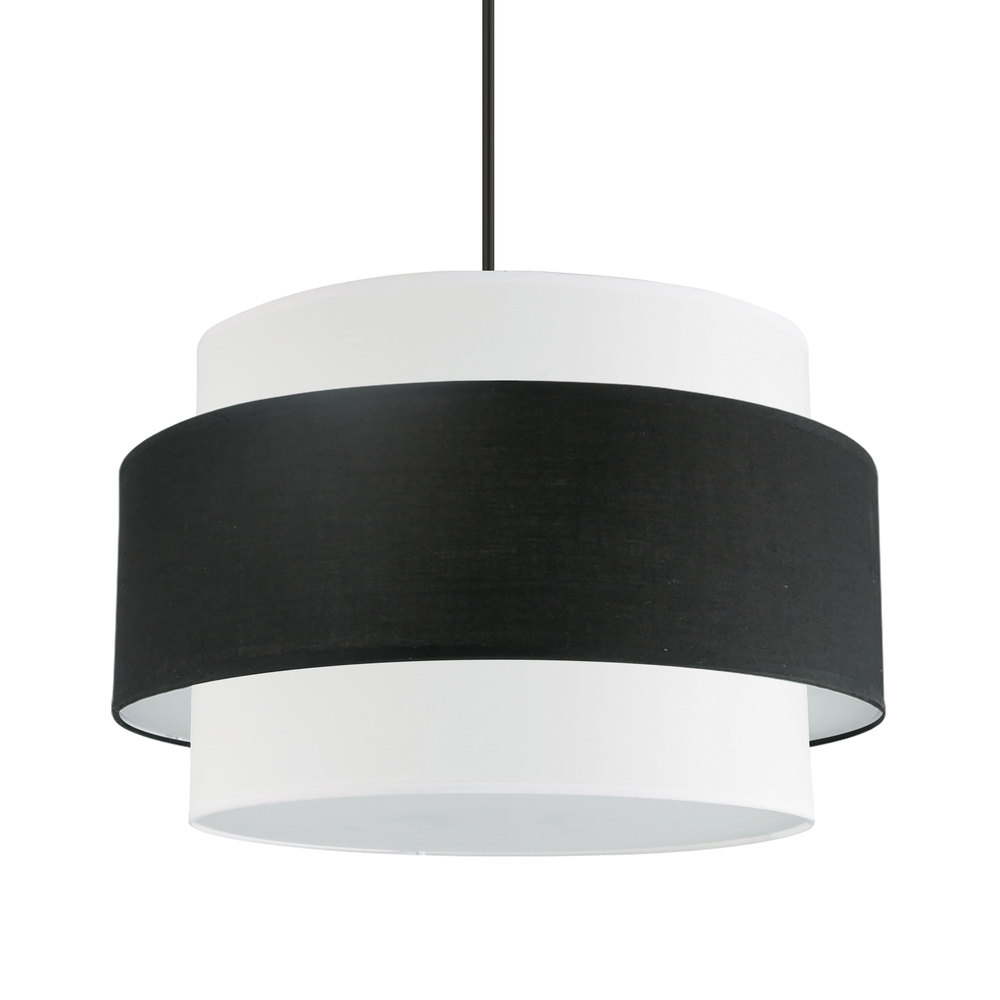 4 Light Incandescent Chandelier, Matte Black with Black / White Shade