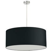 Dainolite DRM-L-797 - 1 Light, 28&#34; Drum Shade Pendant, No Bottom Diffuser, Black Fabric