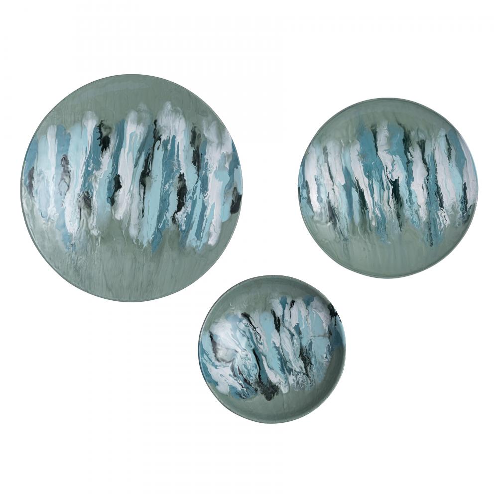 Spindrift Dimensional Wall Art - Set of 3 Seafoam Green Enamel