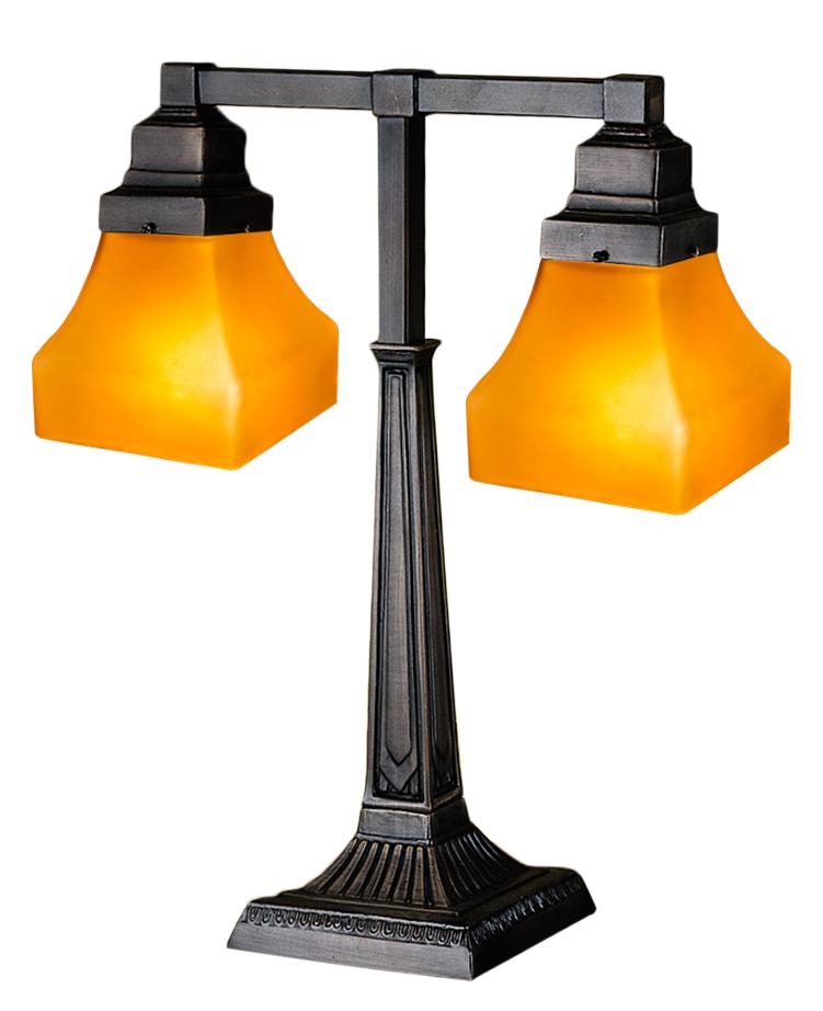 20&#34;H Bungalow Frosted Amber 2 Arm Desk Lamp