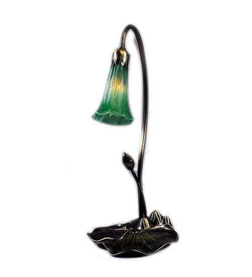 16&#34; High Green Pond Lily Mini Lamp