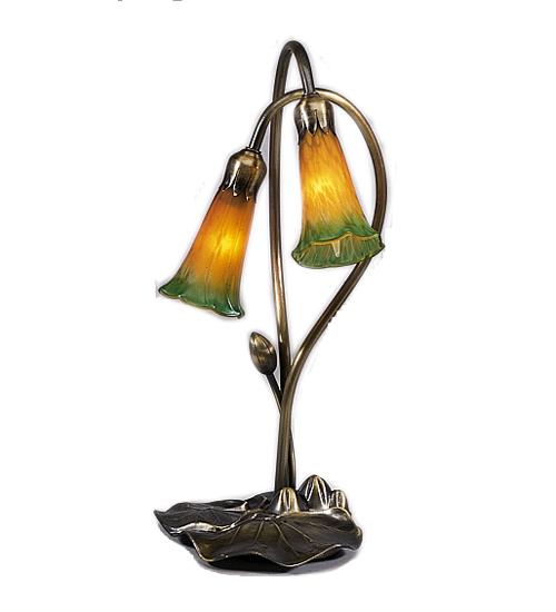 16&#34; High Amber/Green Pond Lily 2 LT Accent Lamp