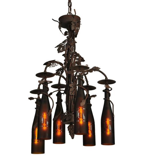 20&#34;W Tuscan Vineyard 6 Wine Bottle Chandelier