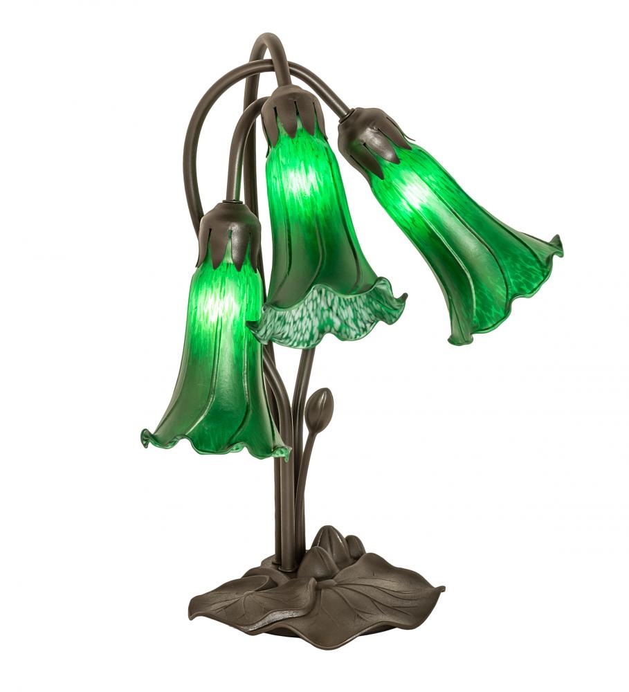 16&#34; High Green Tiffany Pond Lily 3 Light Accent Lamp