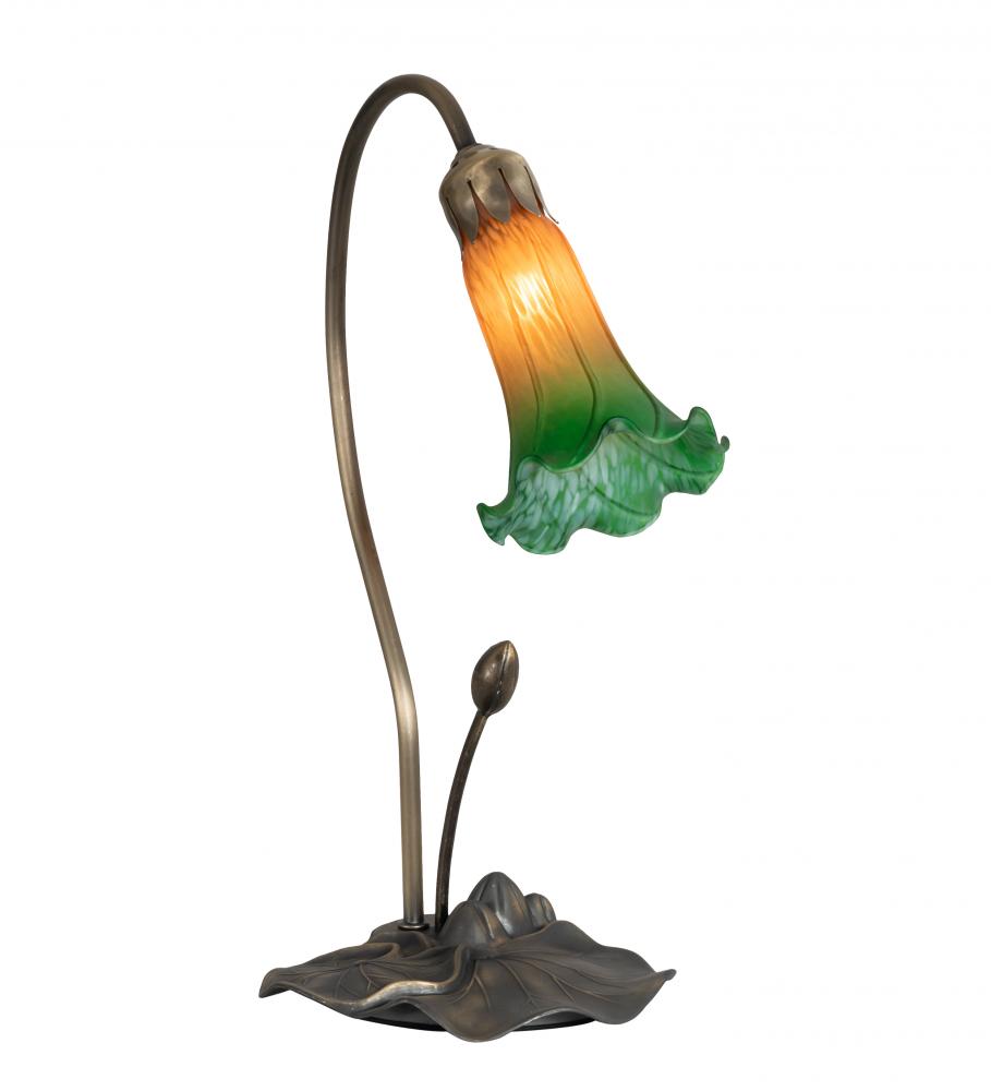 16&#34; High Amber/Green Tiffany Pond Lily Accent Lamp