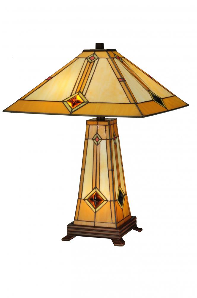 23&#34;H Diamond Mission Lighted Base Table Lamp