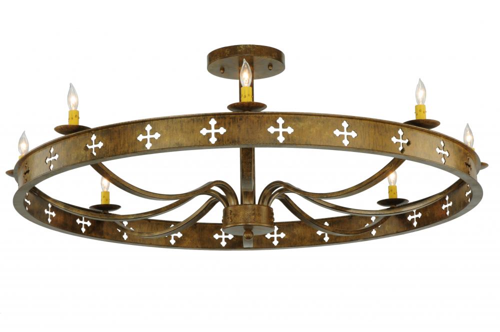 48&#34; Wide Byzantine 8 Light Semi-Flushmount