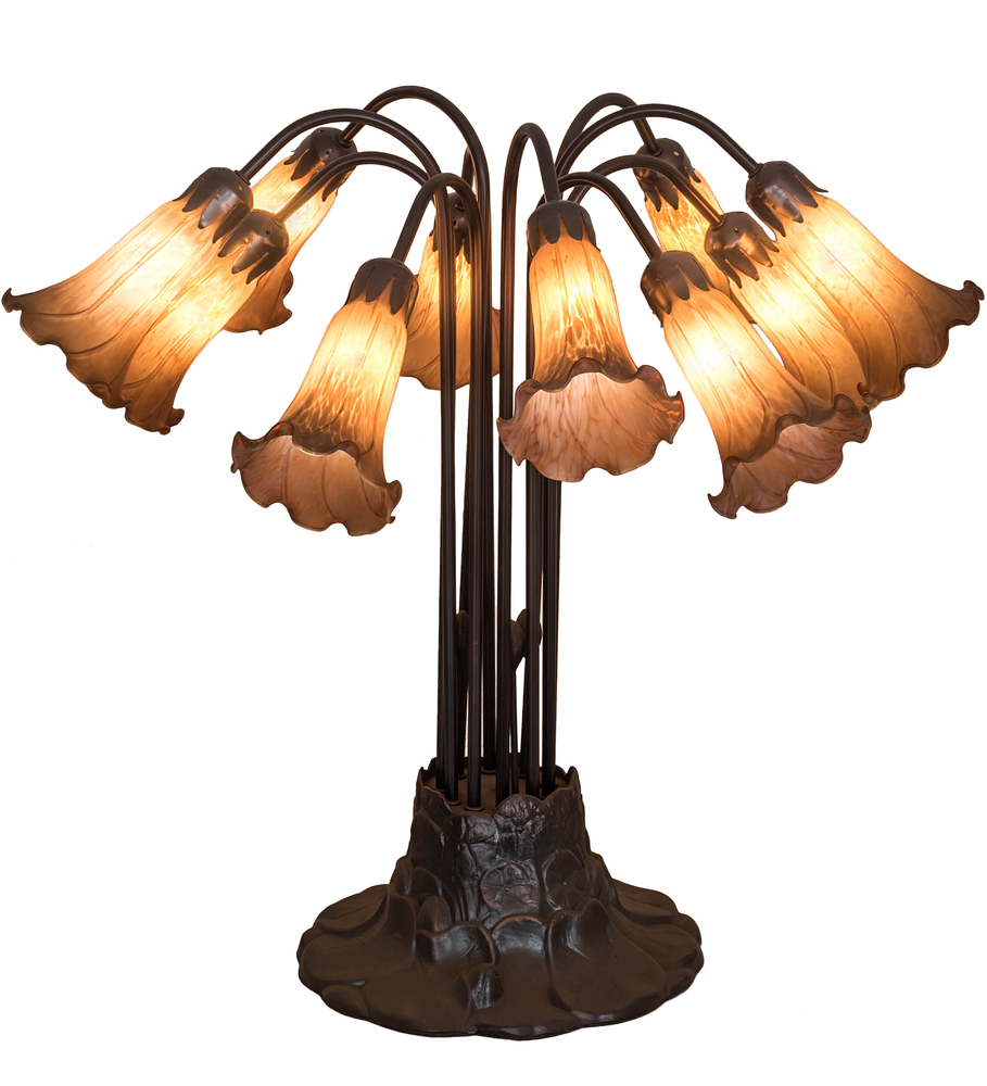 22&#34;H Amber Pond Lily 10 LT Table Lamp