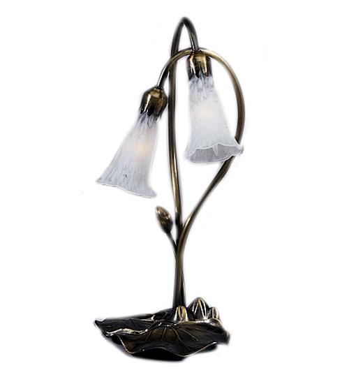 16&#34; High White Pond Lily 2 Light Accent Lamp