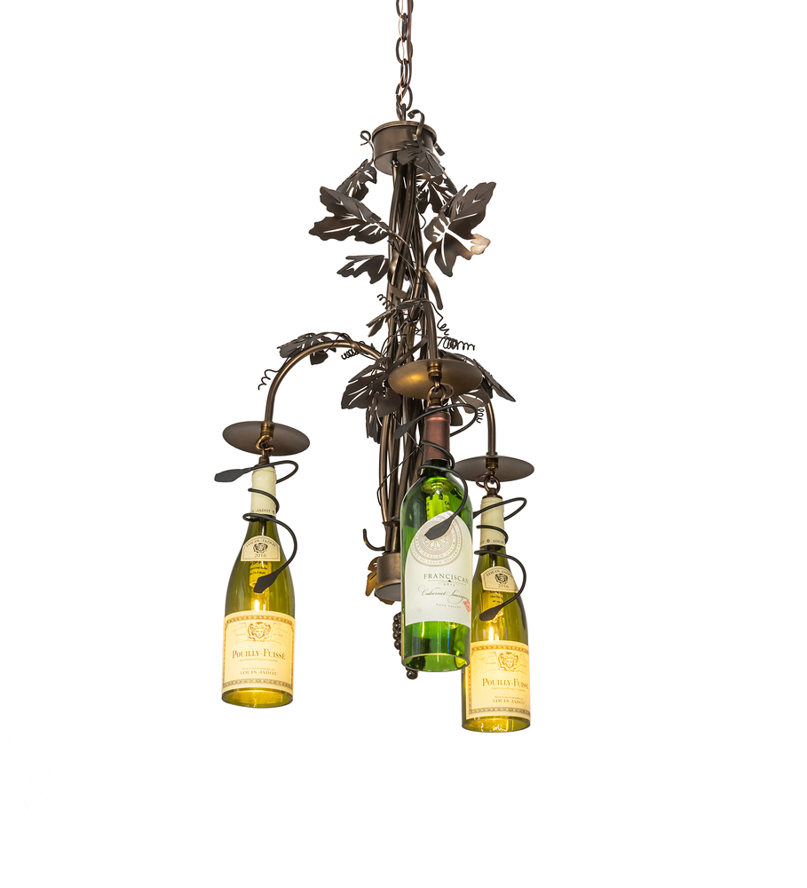 18&#34; Wide Tuscan Vineyard 3 Light Wine Bottle Chandelier