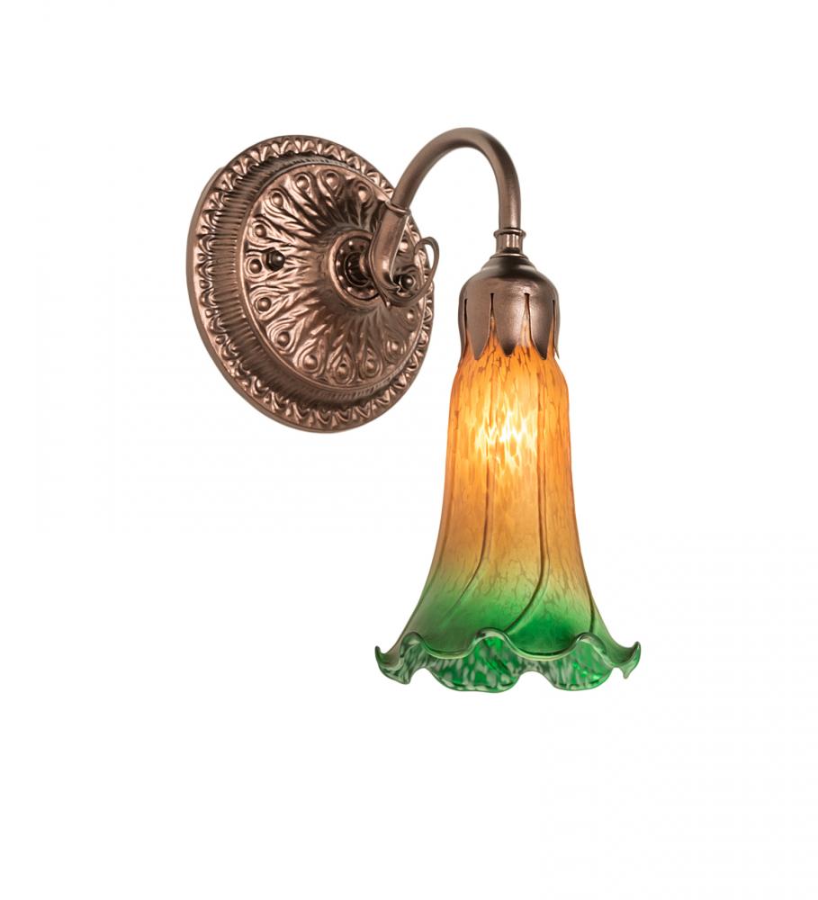 5&#34; Wide Amber/Green Pond Lily Victorian Wall Sconce