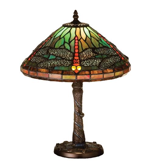 16&#34;H Tiffany Dragonfly w/ Twisted Fly Mosaic Base Accent Lamp