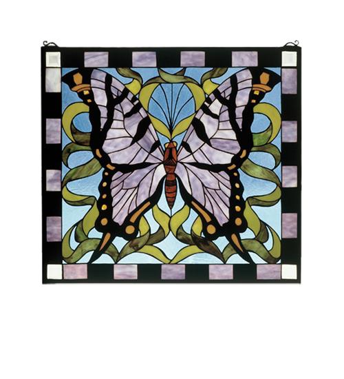 25&#34;W X 23&#34;H Butterfly Stained Glass Window