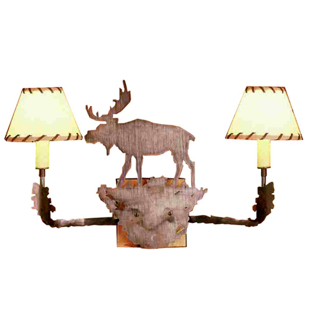 20&#34;W Moose 2 LT Rawhide Wall Sconce